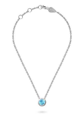 Aquae Jewels white Necklace My BirthStone 18K Gold - White Gold,Blue Topaz - December EB280AC195B40DGS_1