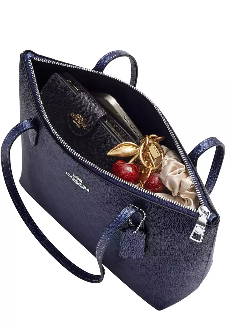 Fiona Zip Tote Bag In Signature Canvas - Blue/ Navy CW396