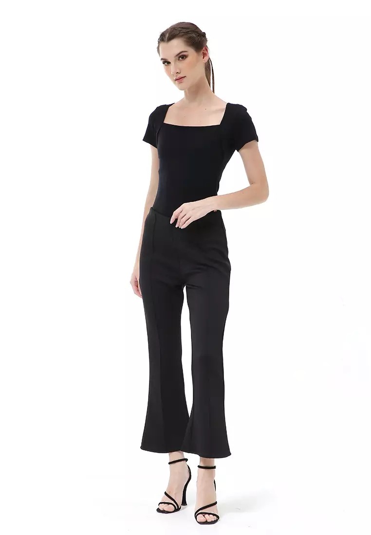 Stella Celana Kerja Wanita Long Pants Cutbray Simple Design Material Scuba ORIGINAL - Black