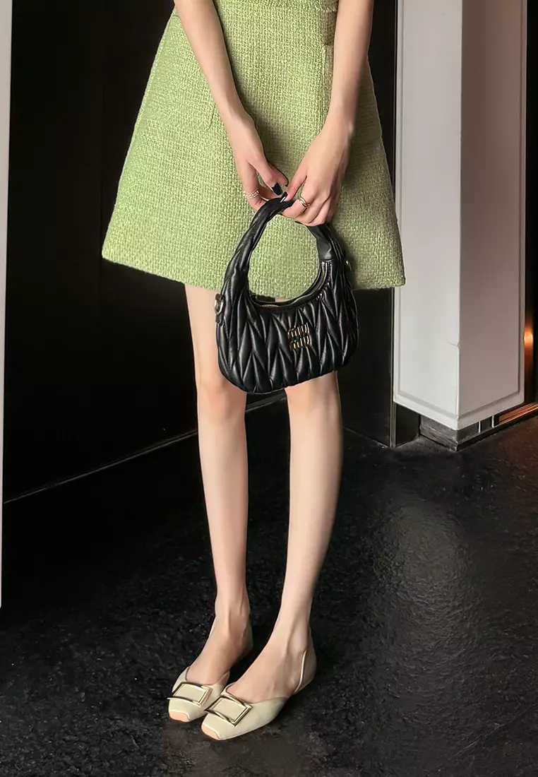 Square Buckle Hollowed Flat Shoes WW1228-1