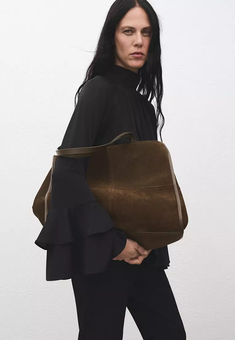 Suede Leather Shopper Bag