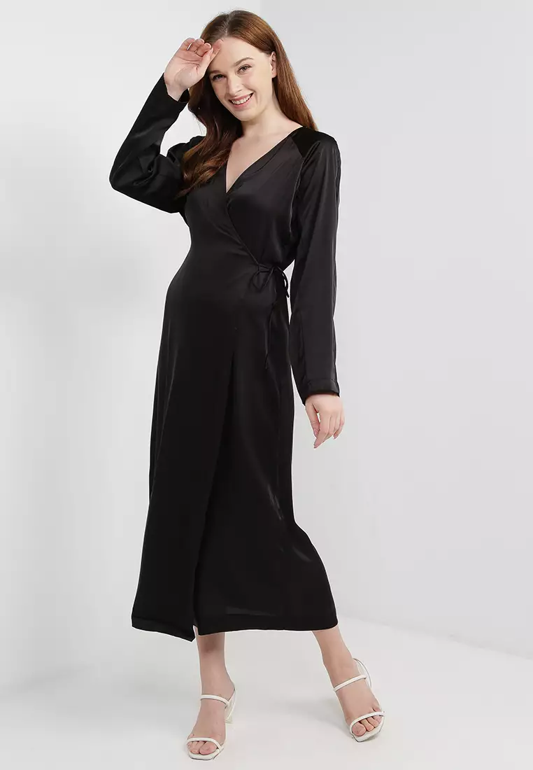 Buy Monki Satin Wrap Dress 2023 Online | ZALORA Singapore
