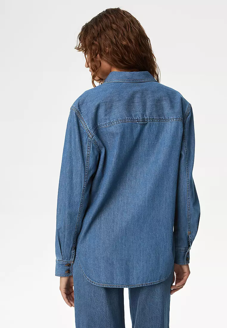 Pure Cotton Denim Longline Shirt