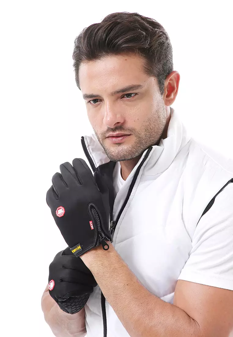 Ellard Sarung Tangan Motor Sepda Unsiex Gloves Windproof Anti Slip Material Cotton ORIGINAL - Black