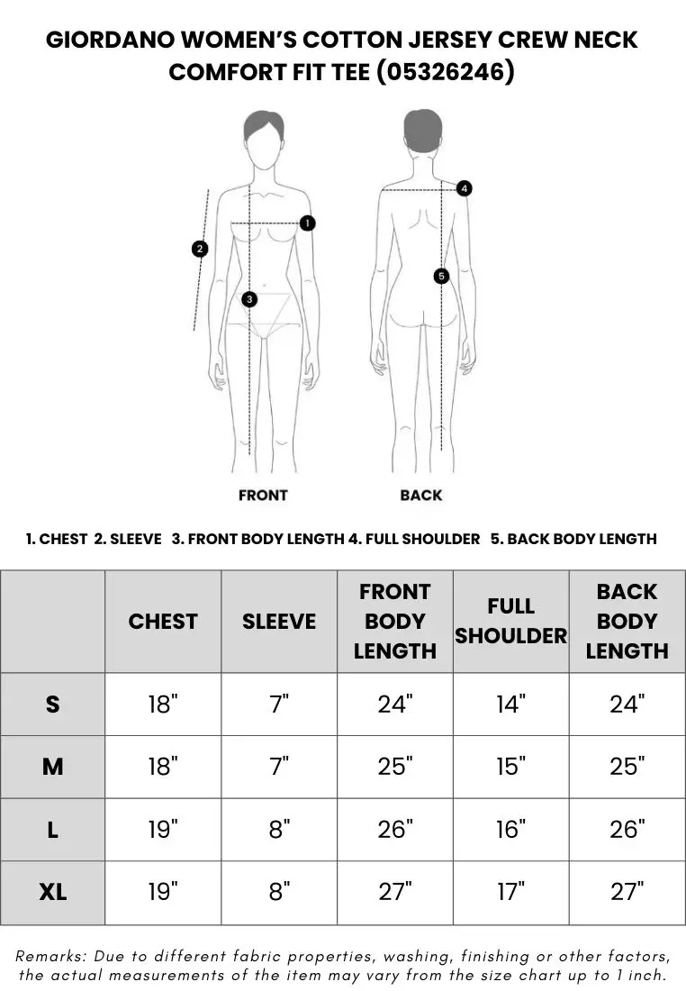 Women's Cotton Jersey Crew Neck Comfort Fit Tee