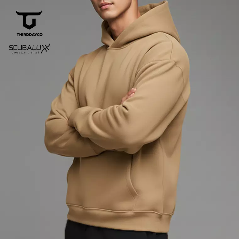 ThirdDay Hoodie Pria Premium ScubaLux Adem polos khaki MOB25