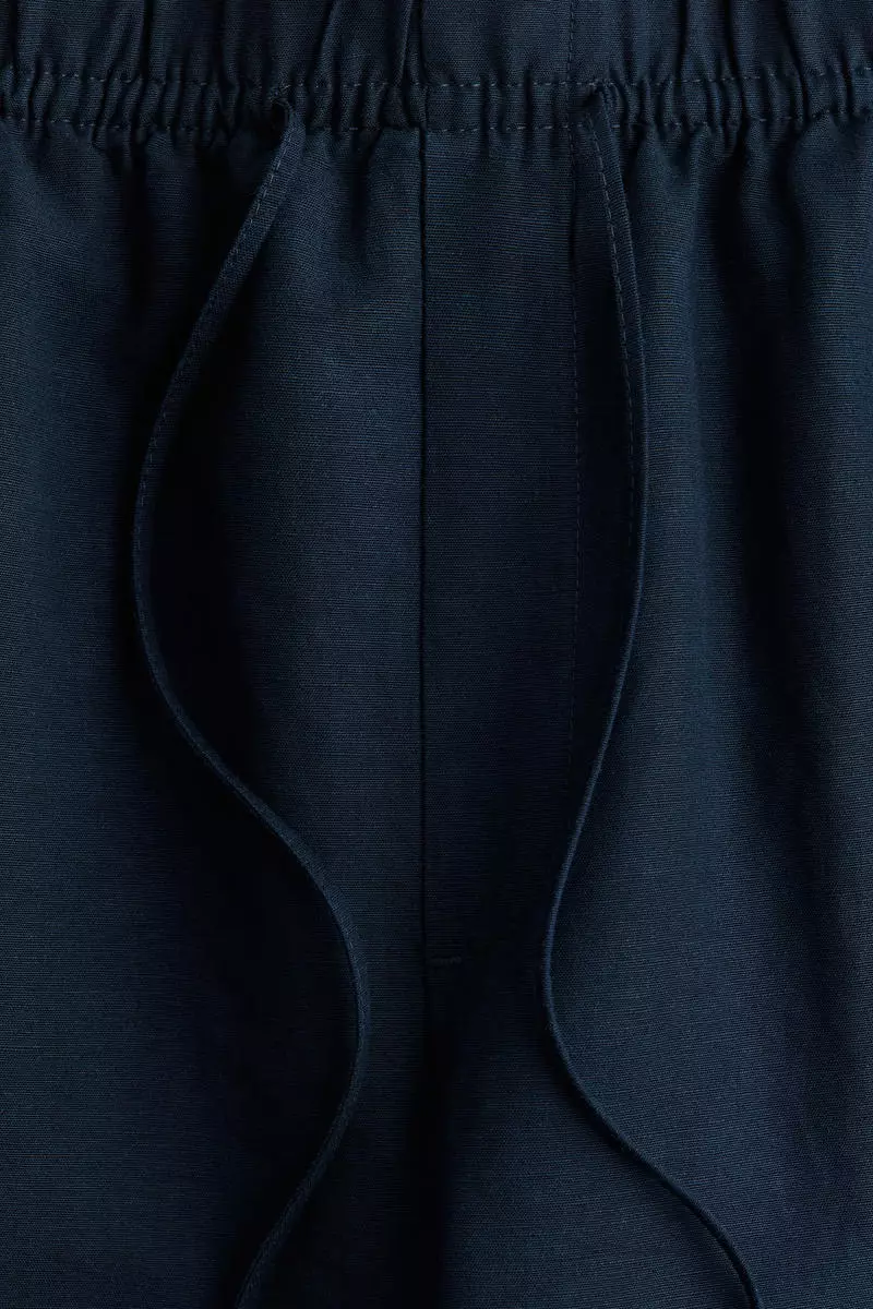 Linen-blend drawstring trousers