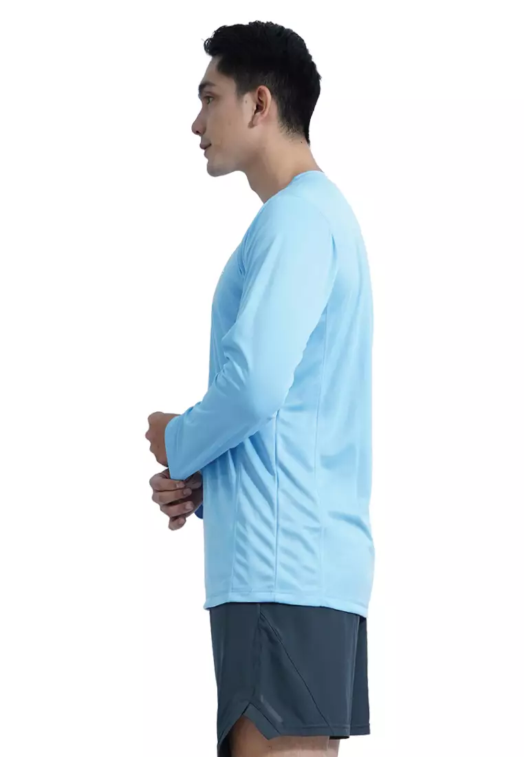 Tiento Kaos Running Dry Fit Lengan Panjang Baju Olahraga Pria Lari Gym Fitness Airy Blue