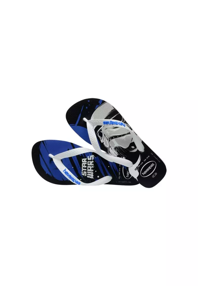 Kids Star Wars Flip Flops - White / Blue Star / White