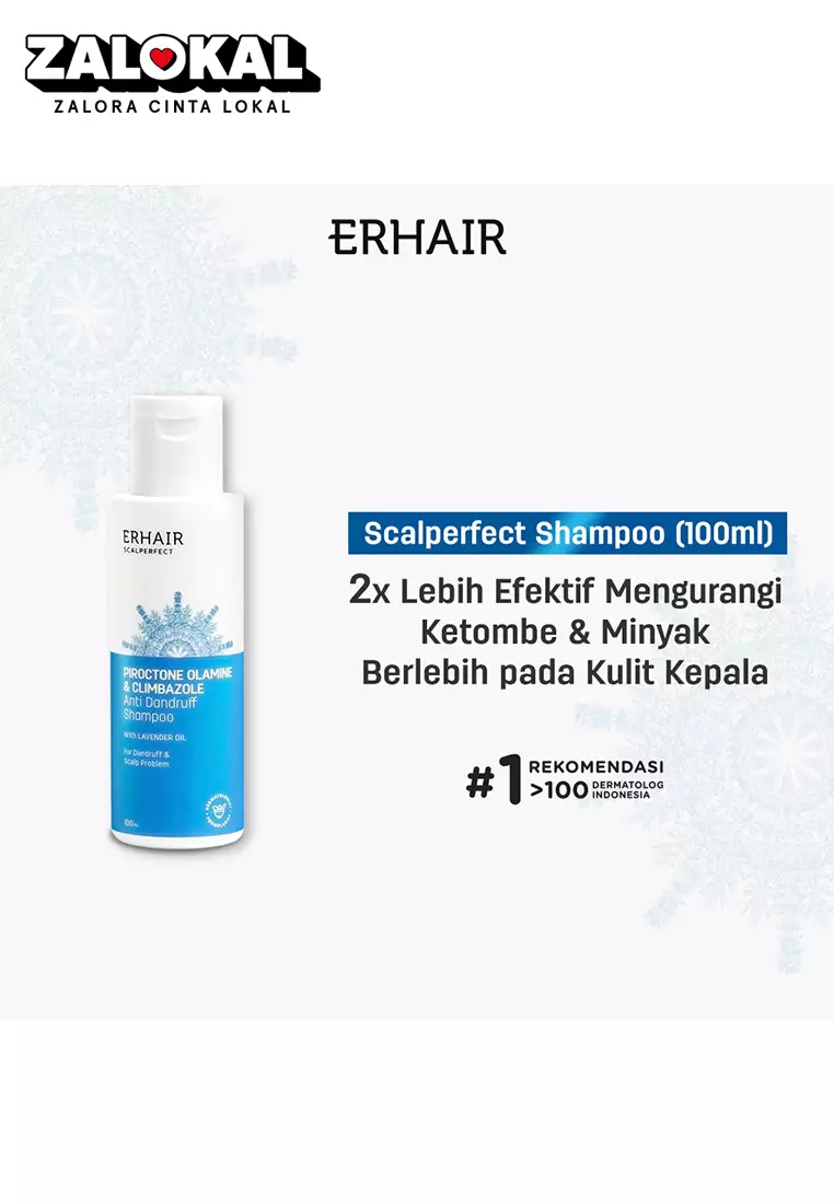 [ANTI KETOMBE] ERHAIR Scalperfect Anti Dandruff Shampoo 100ml  - Sampo Anti Ketombe & Seboroik | Membersihkan Kulit Kepala Dan Rambut | Rekomendasi Ahli Dermatologi