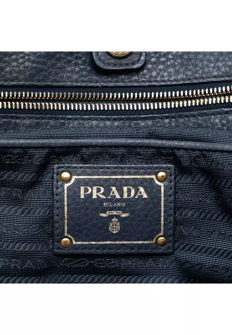 Pre-Loved Prada Vitello Daino Trimmed Tessuto Satchel