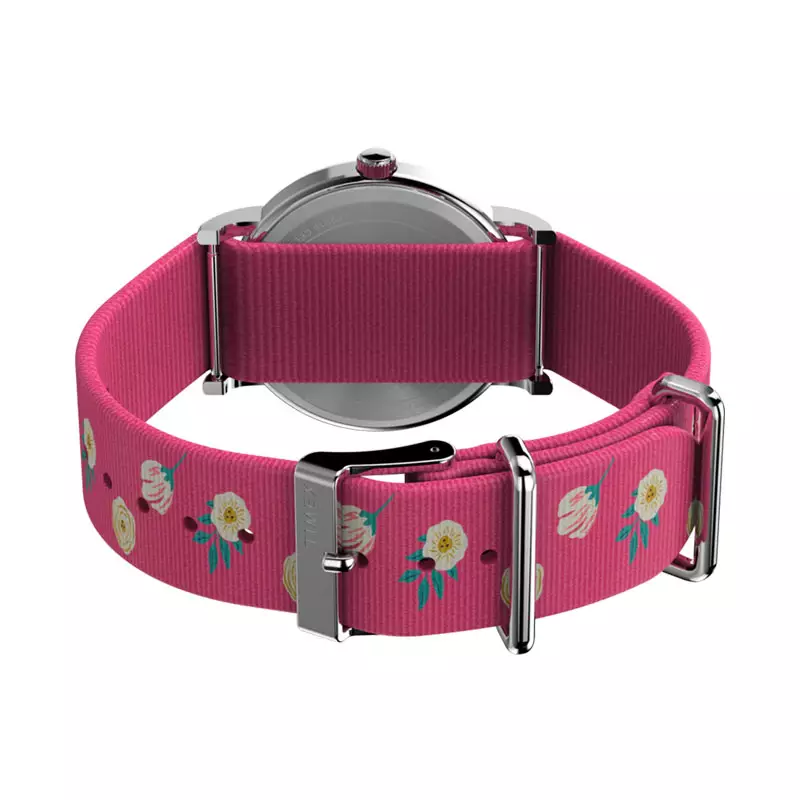 Jam Tangan Wanita Timex Weekender X Peanuts Floral TW2W83100 White Dial Pink Fabric Strap