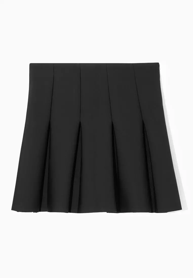 Pleated Scuba Mini Skirt