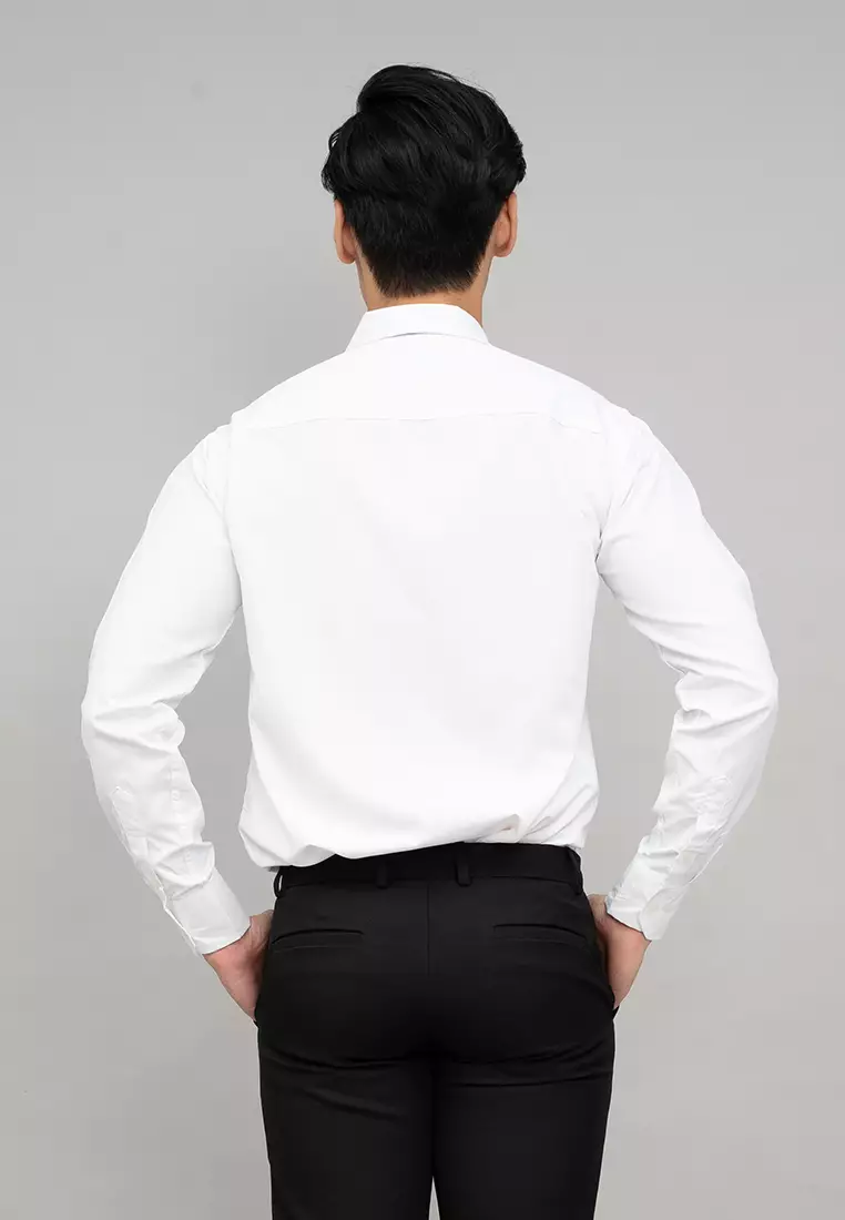Houseofcuff Kemeja Tuxedo Shirt Putih Panjang Slim Fit Regular Cuff