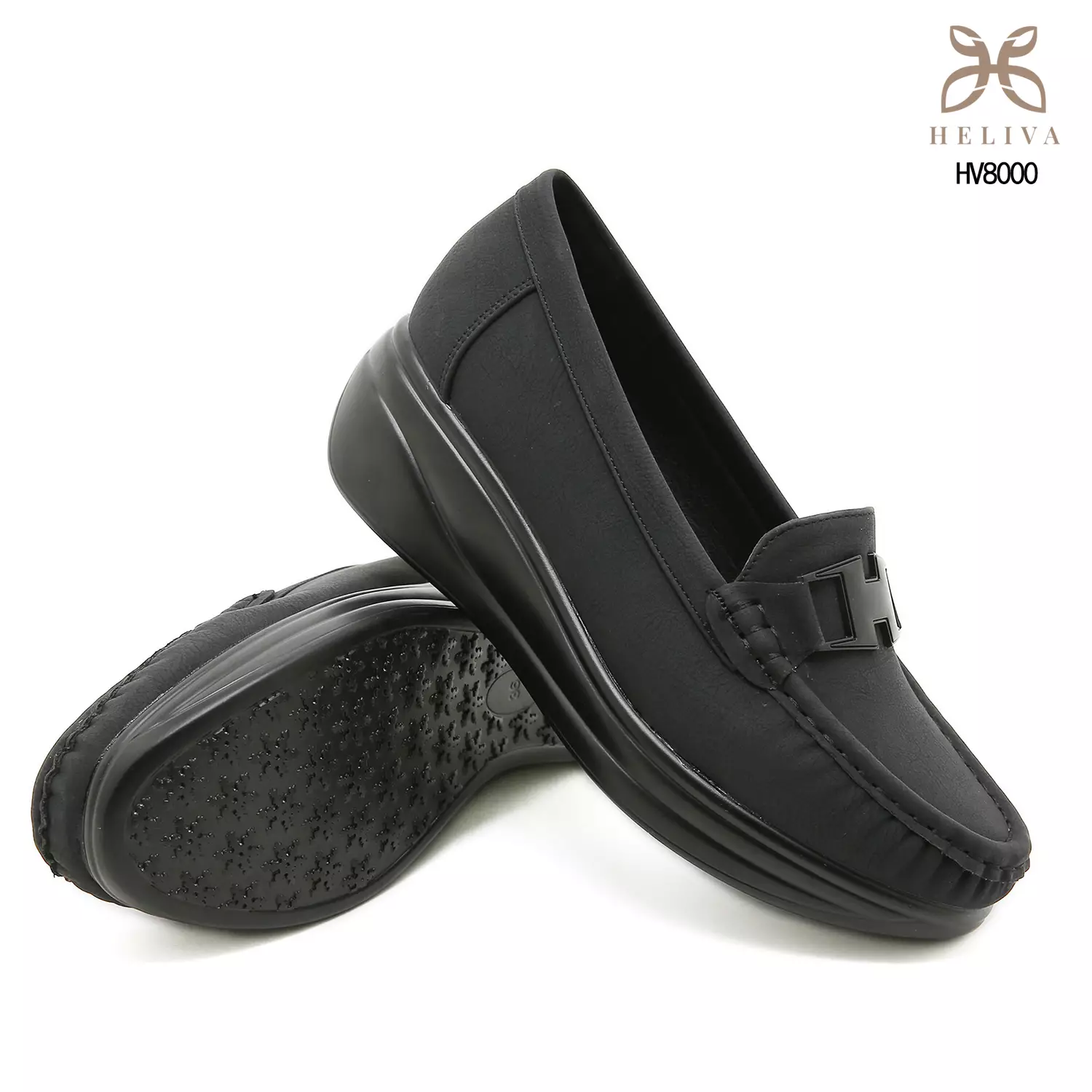HELIVA HILARY Minimalist H-Accent Wedge Loafers for Women HV8000