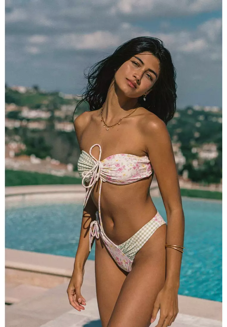 Alana Tie Front Cheeky Bikini Bottoms / Summer Picnic