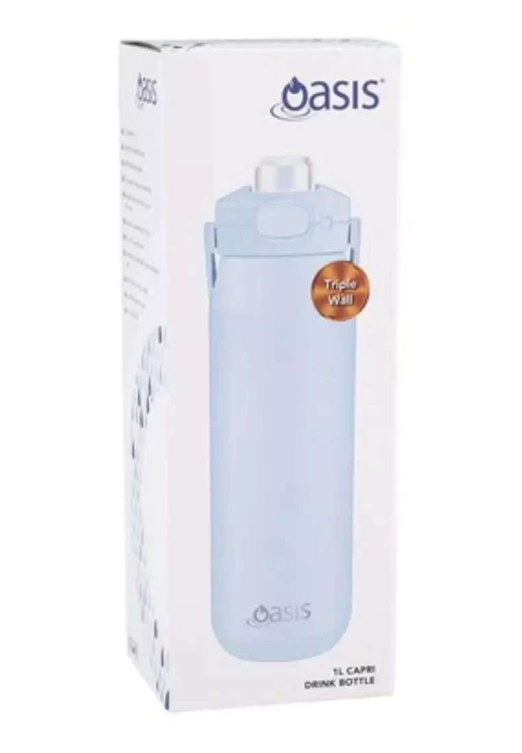 Oasis Ceramic Stainless Steel Triple Wall Capri Quick Release Drink Bottle 1L - Periwinkle