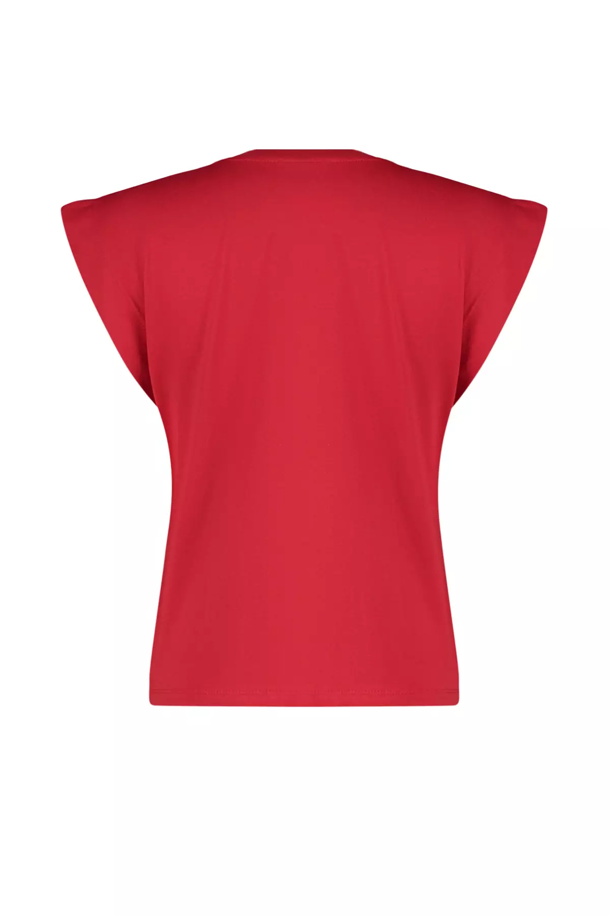 Red Striped Striped Padded Look Basic Crew Neck Knitted T-Shirt