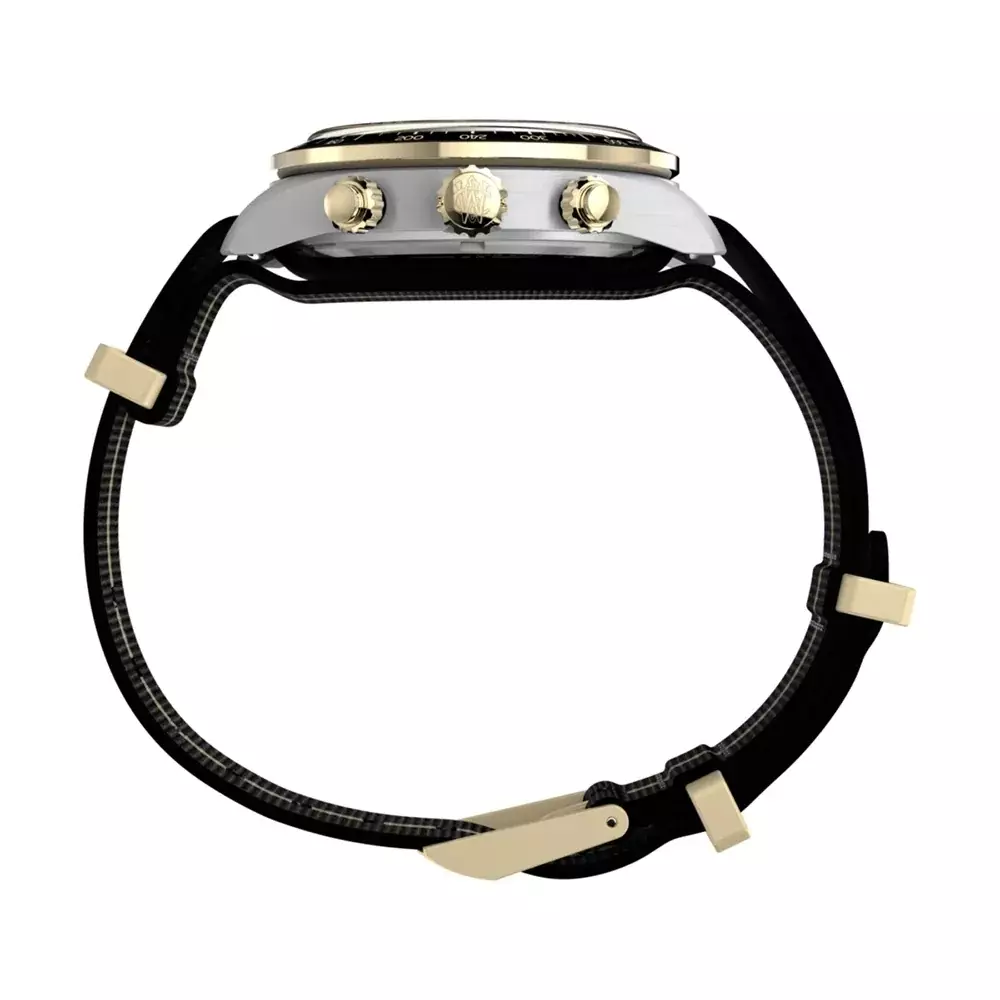 Jam Tangan Pria Timex The Waterbury Heritage Chronograph Black Dial Black Fabric Strap TW2Y35400V5 Original