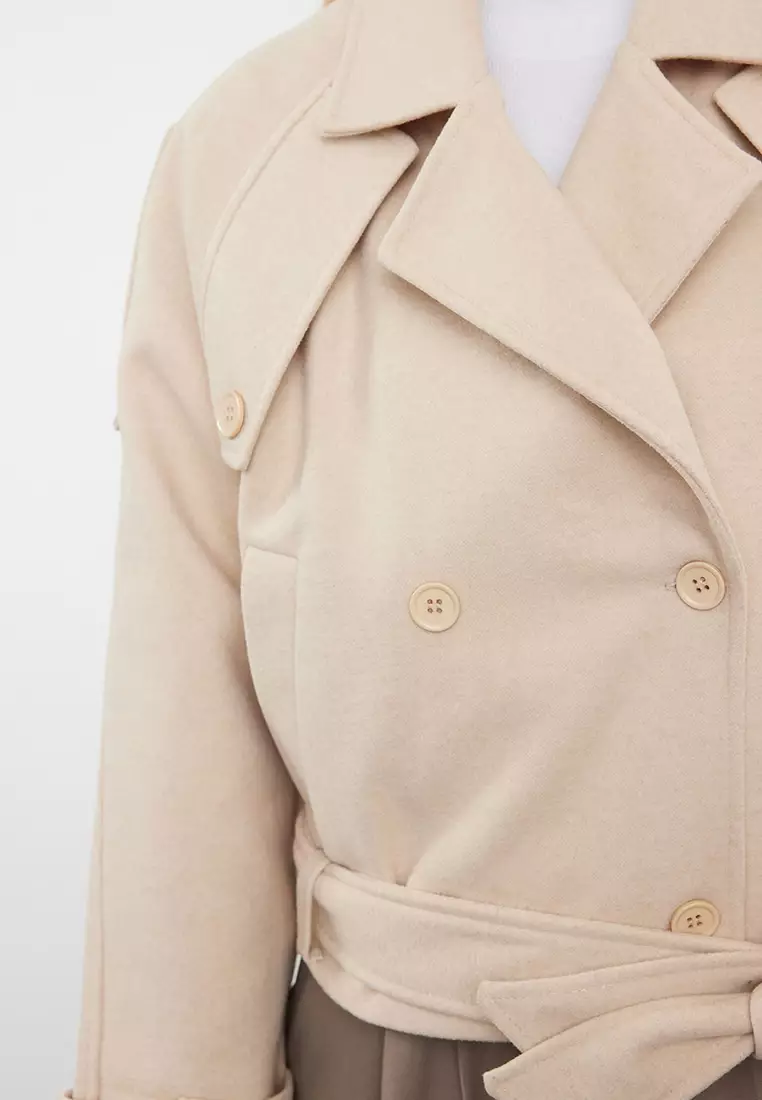 Mink Soft Textured Seasonal Short Oversize Cashmere Jacket Coat Twoaw25Kb00049