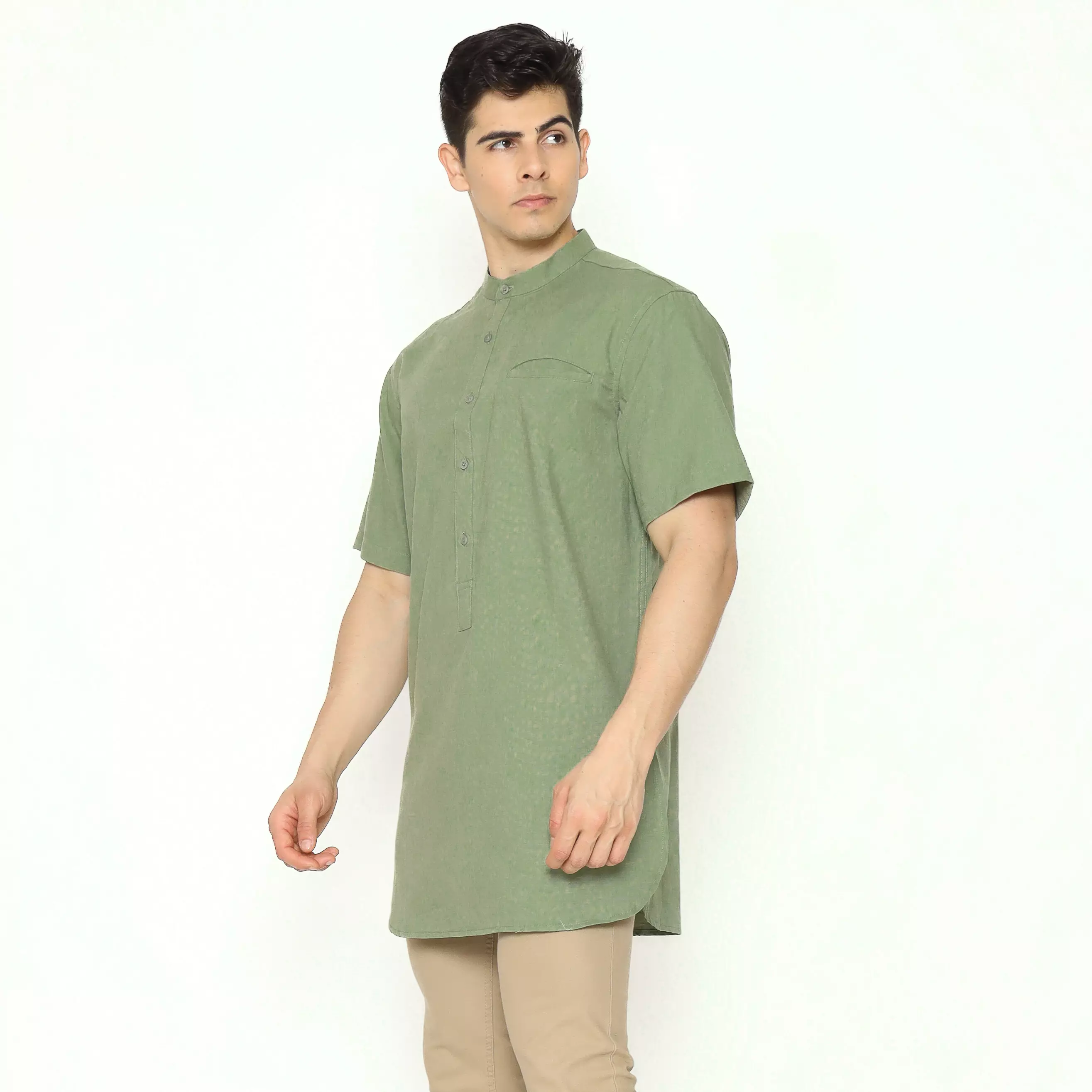 AMK Kemeja Koko Kurta Pria Lengan Pendek KK Nahawand S/s Sage Green