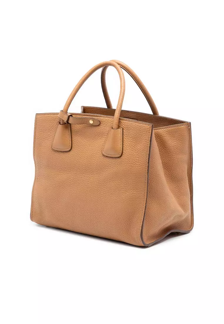 Pre-Loved Prada Vitello Daino Front Pocket Open Convertible Tote