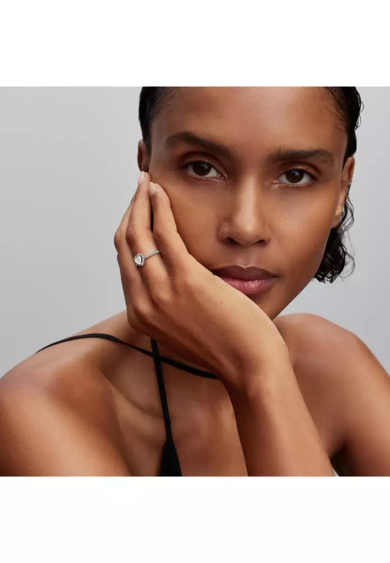 Elevated White Heart Ring