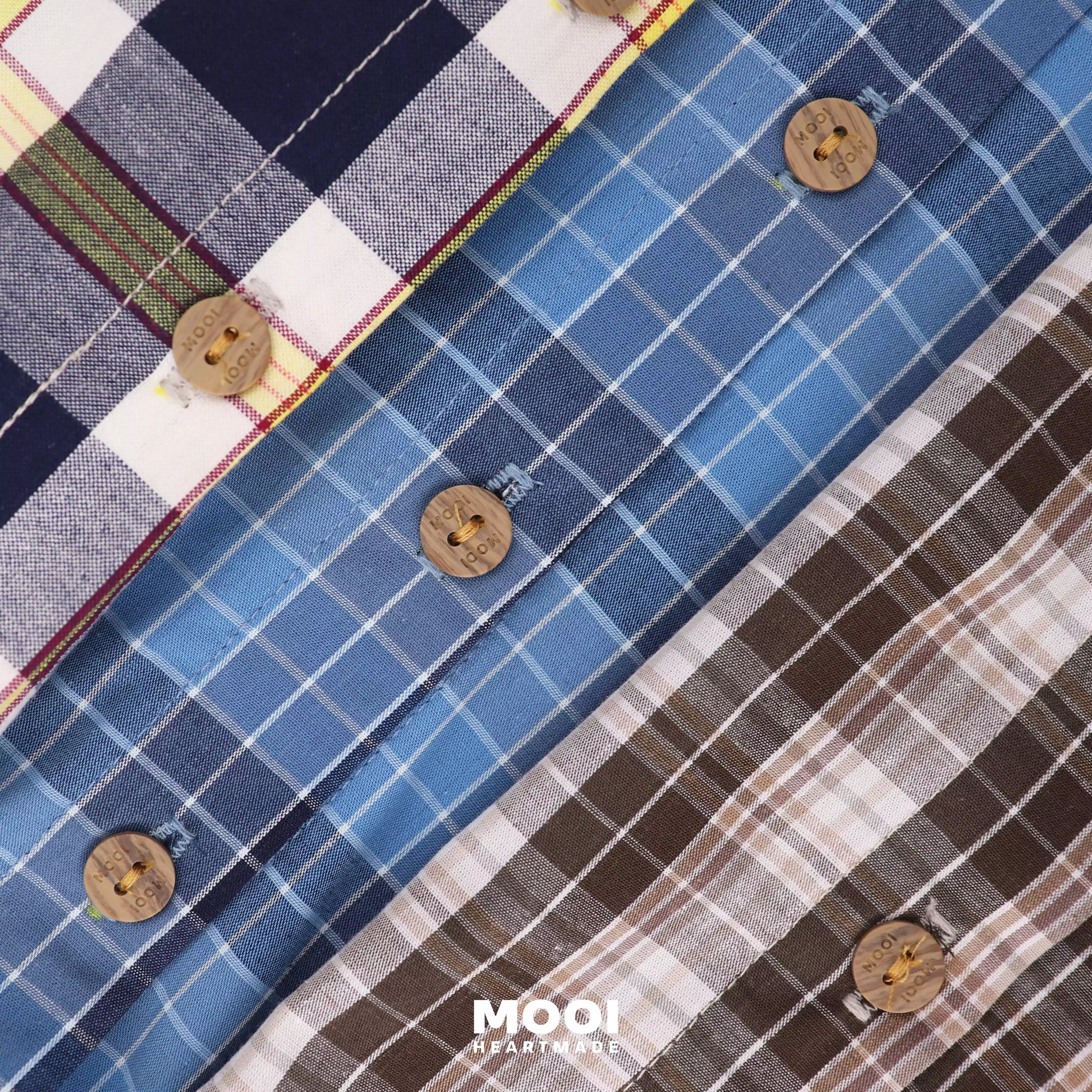 Mooi Kemeja Anak Laki-laki Kemeja Katun Motif Ethan Shirt - Mocca