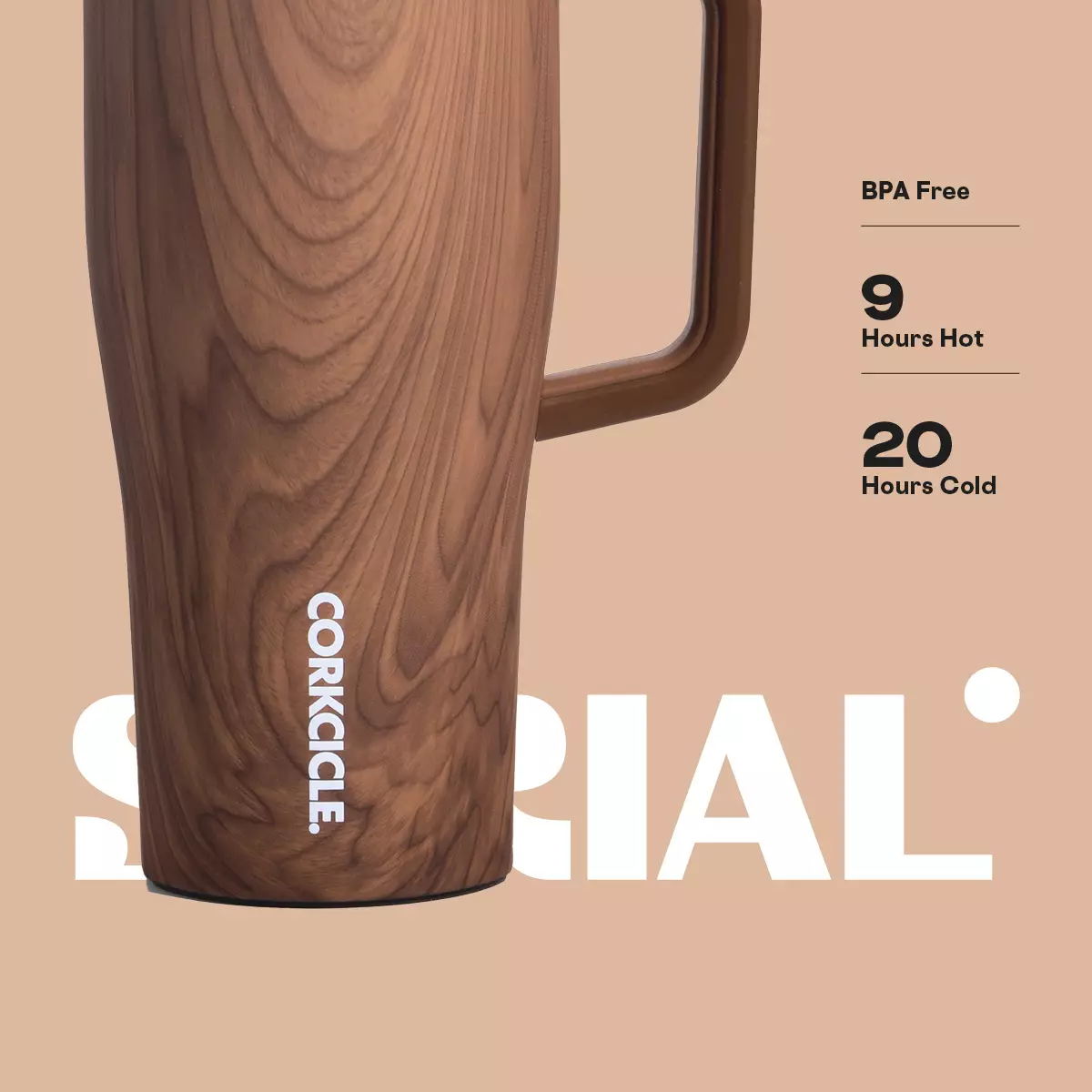 CORKCICLE Leakproof Cruiser 22oz - Walnut Wood