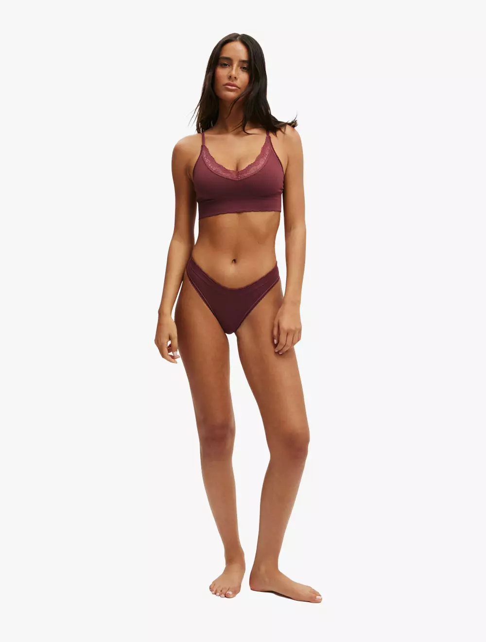 COTTON ON BODY - UNDERWEAR & PAKAIAN TIDUR - SEAMLESS LONGLINE LACE TRIM BRALETTE