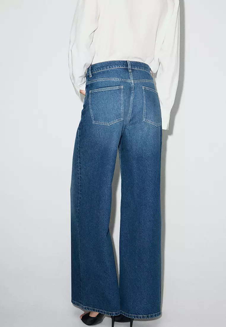 Wide-Leg Mid-Rise Jeans With A Crossover Waistband