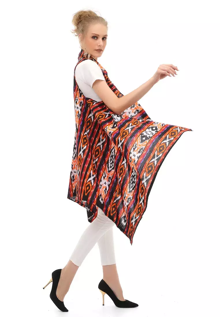 Lynelle Atasan Wanita Batik Songket Model Outer Material Cotton ORIGINAL - Orange