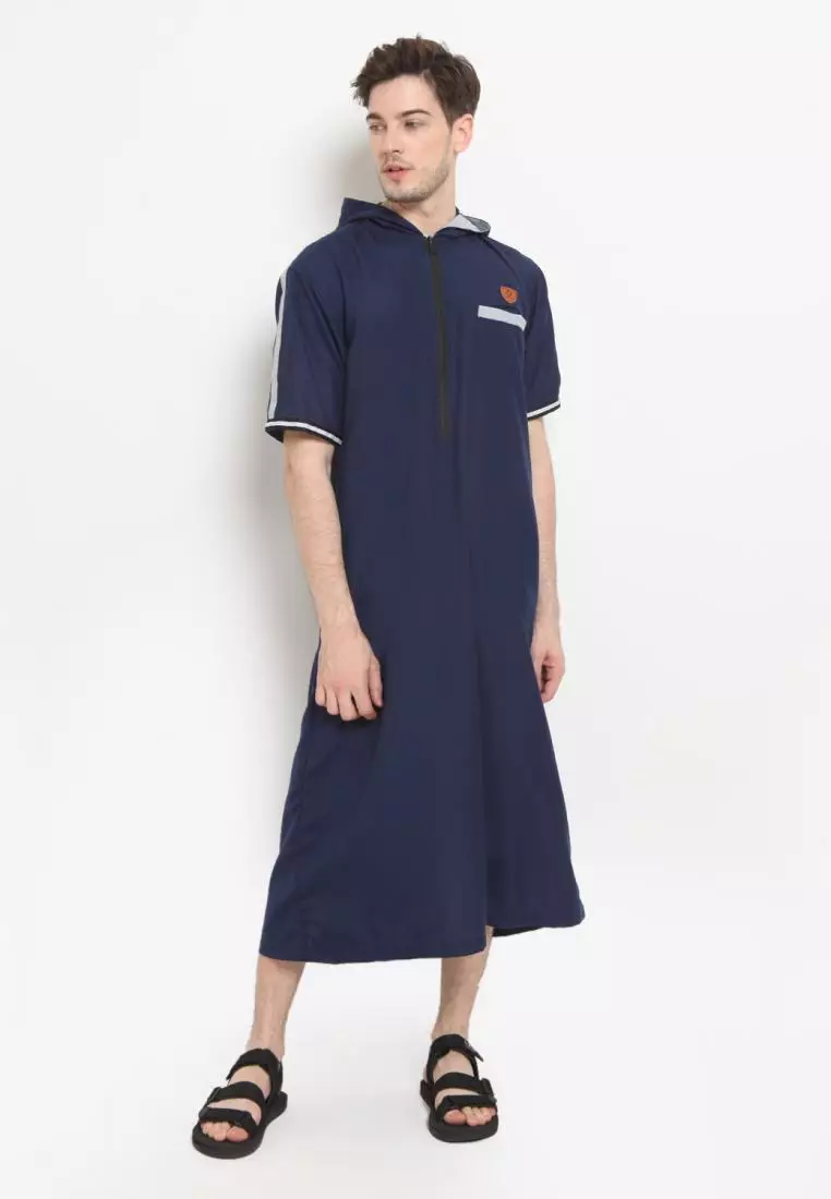 Zayidan Gamis Jubah Muslim Pria Atha Hoodie - Navy