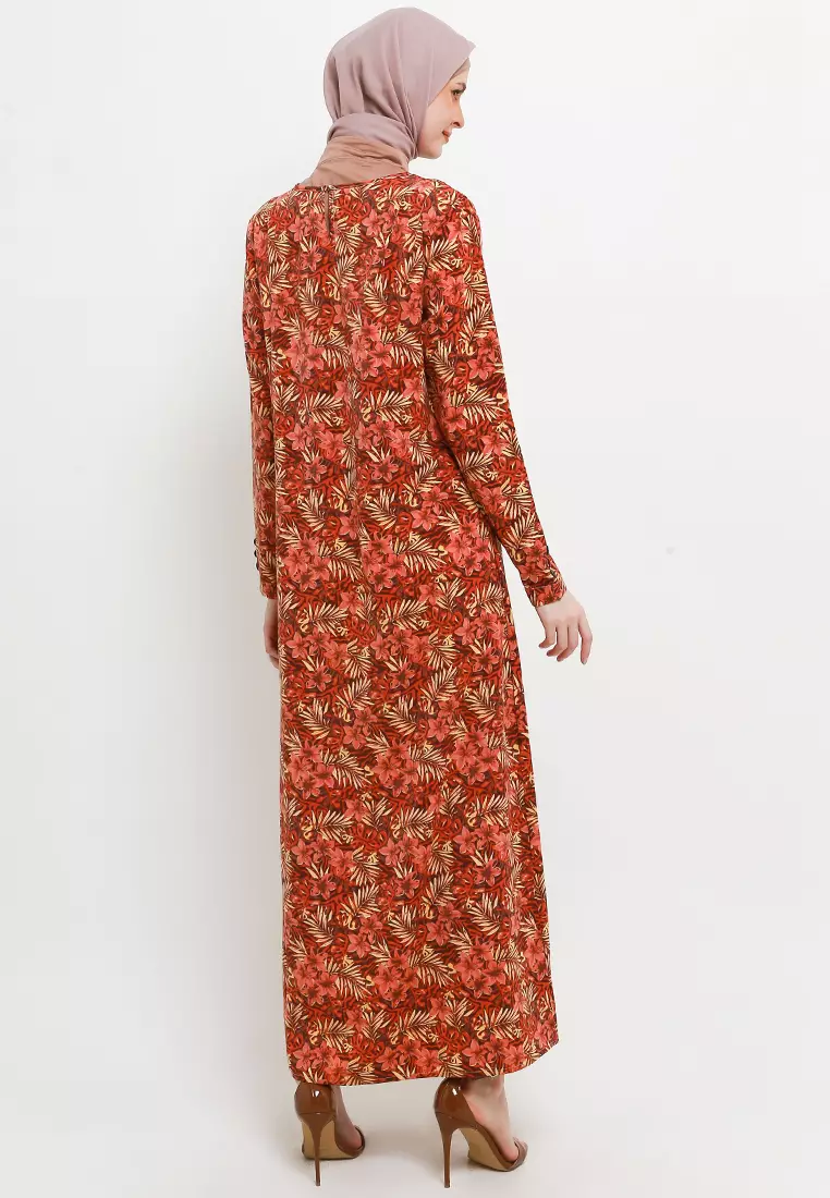 Jina Maxi Dress In Brown Floral Print