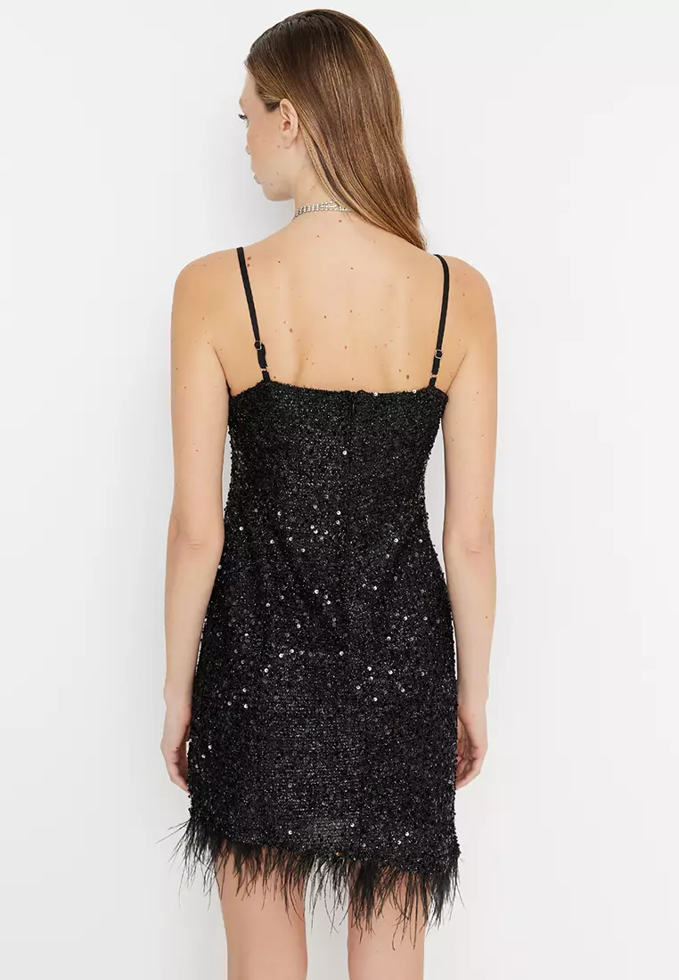 Sequin Detailed Evening Dress