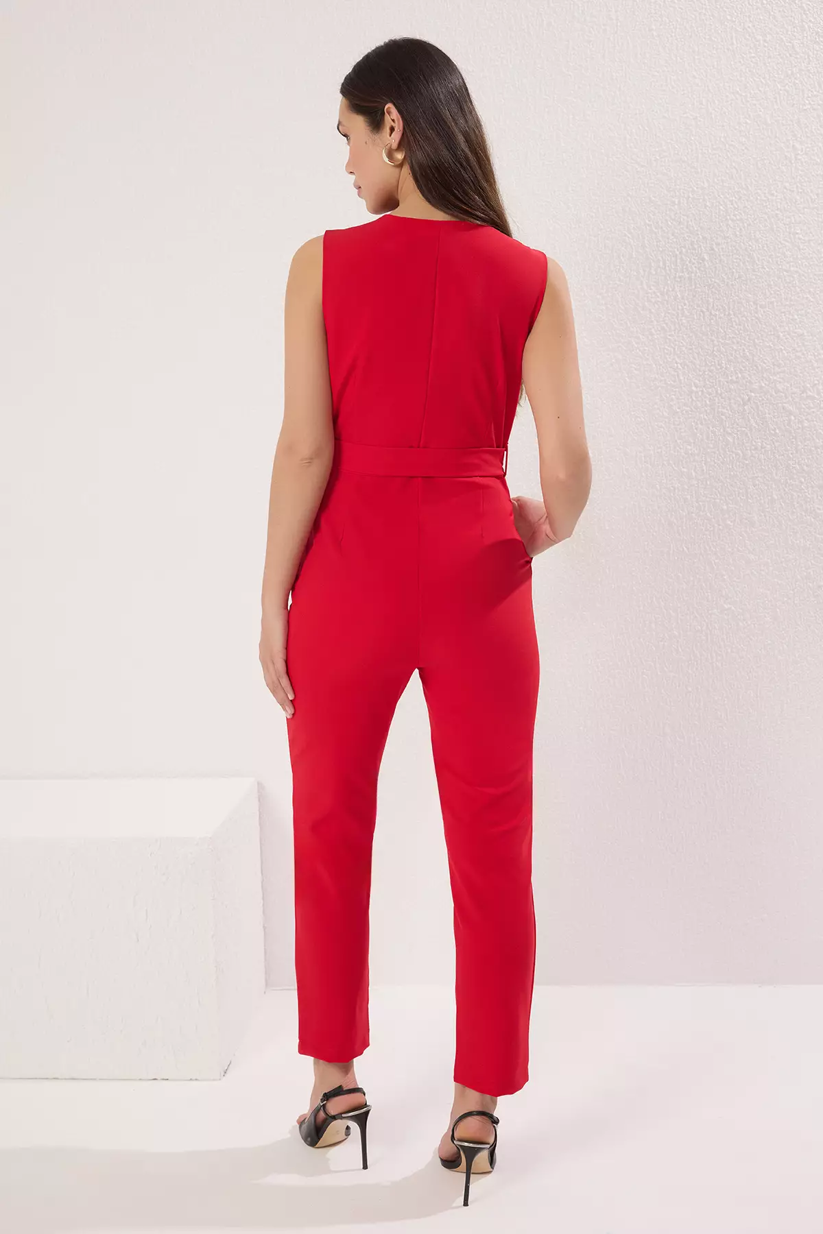 Jual Trendyol Red Double Breasted Lapel Detailed Woven Jumpsuit