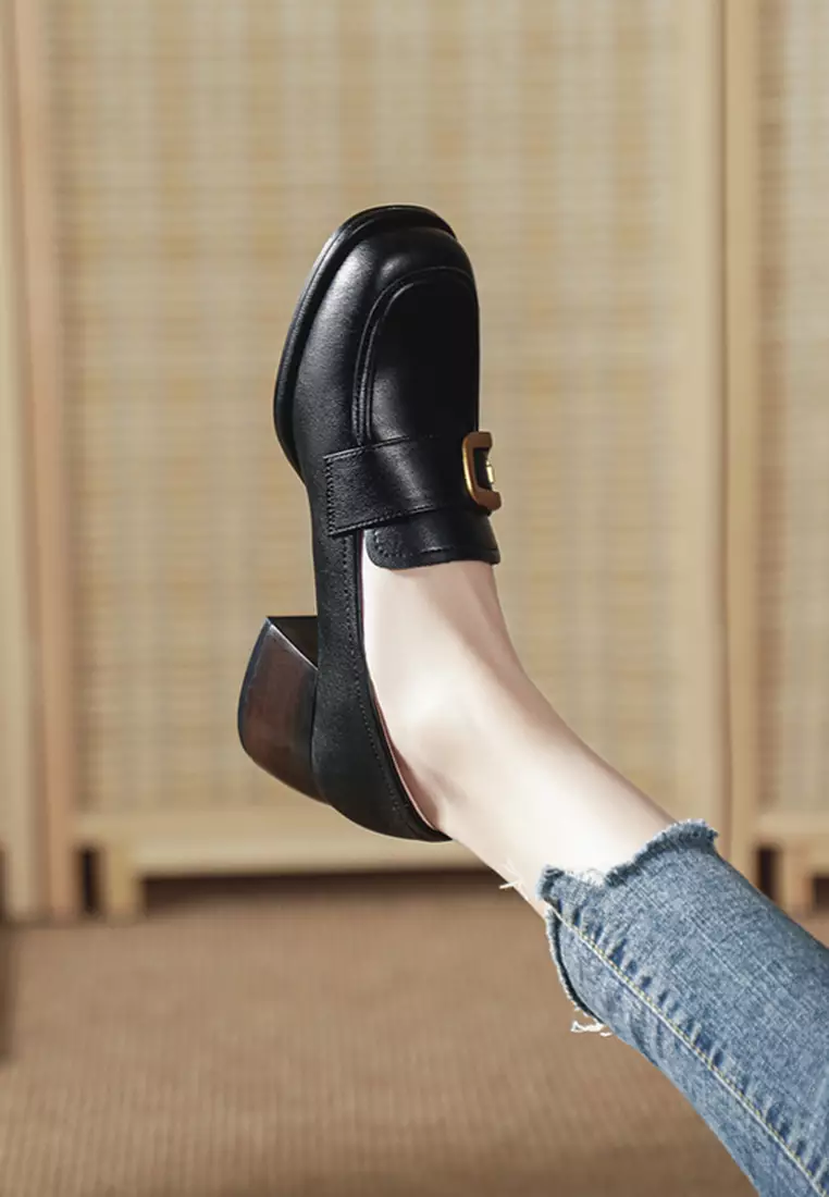 5CM Buckle Leather Loafer TE6810-2