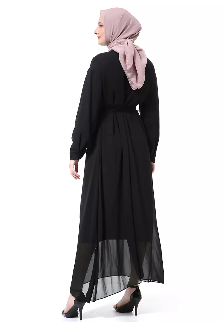 Alika Gamis Dress Long Sleeve Wanita Muslimah High Quality Premium - Black
