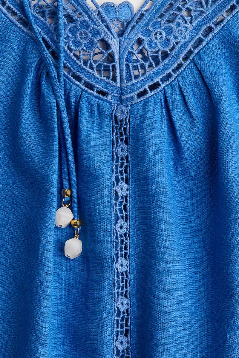 Broderie anglaise tie-strap dress