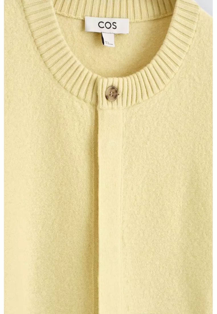 BOILED-WOOL CREW-NECK CARDIGAN