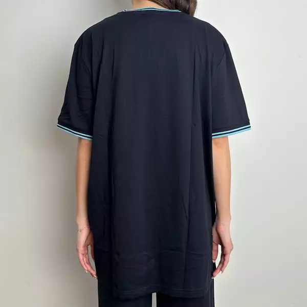 Kaos FRED PERRY TWIN COLLAR LIGHT BLUE NAVY TSHIRT 100% ORIGINAL