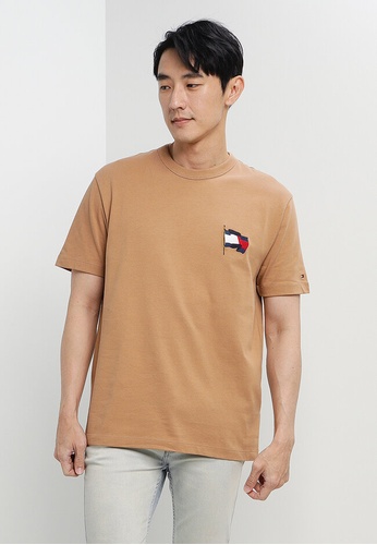 Tommy Hilfiger brown Wavy Flag Casual Tee - Men's Top 6E9EAAA25346CBGS_1