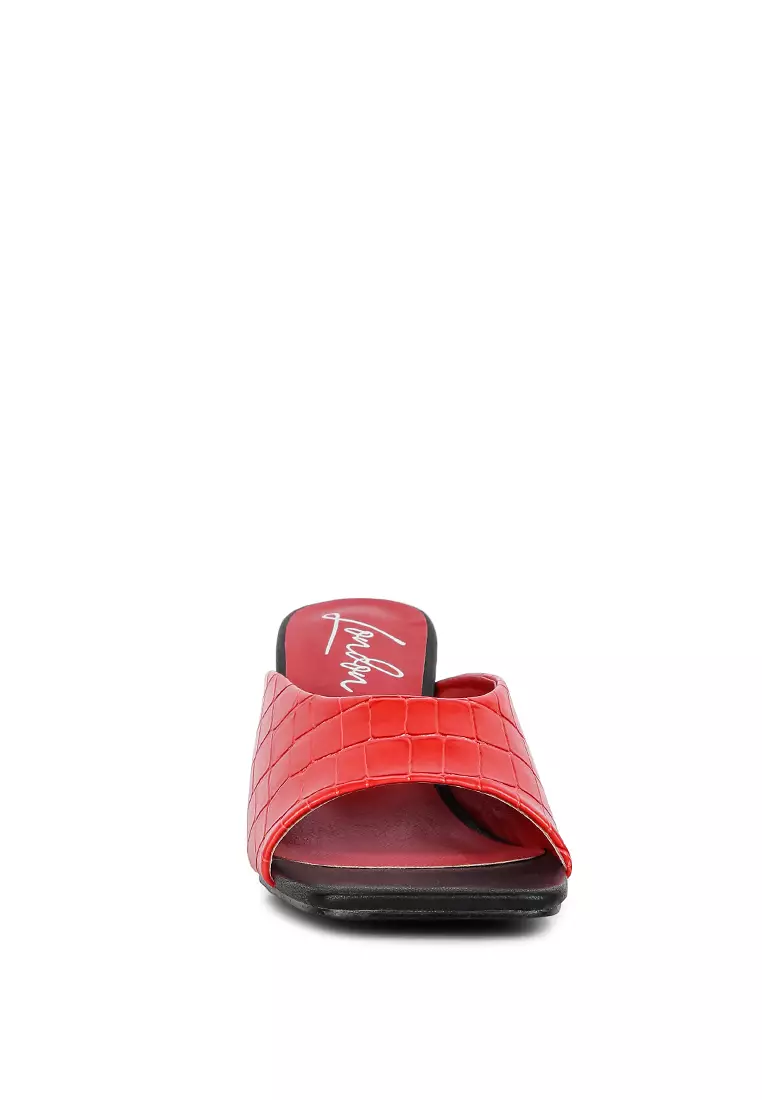 Buy London Rag Red Croc Kitten Heel Slider Sandals 2024 Online