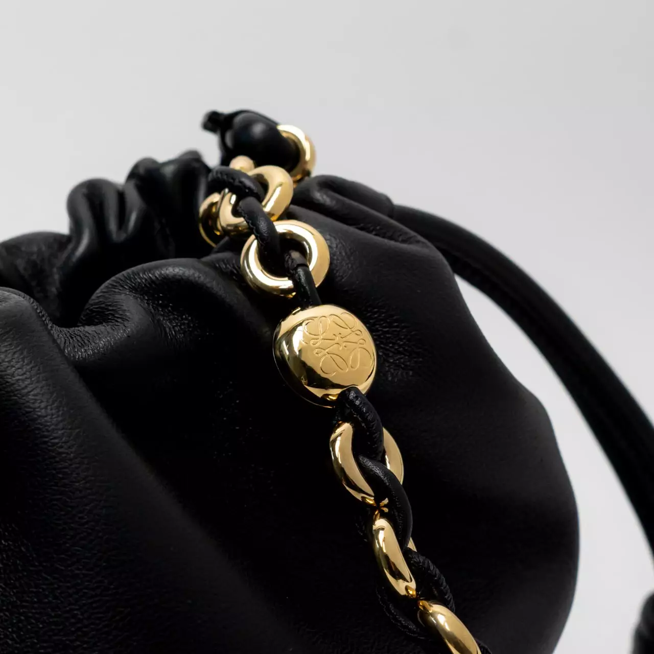 Flamenco Purse Bucket Bag in Mellow Nappa Lambskin Black