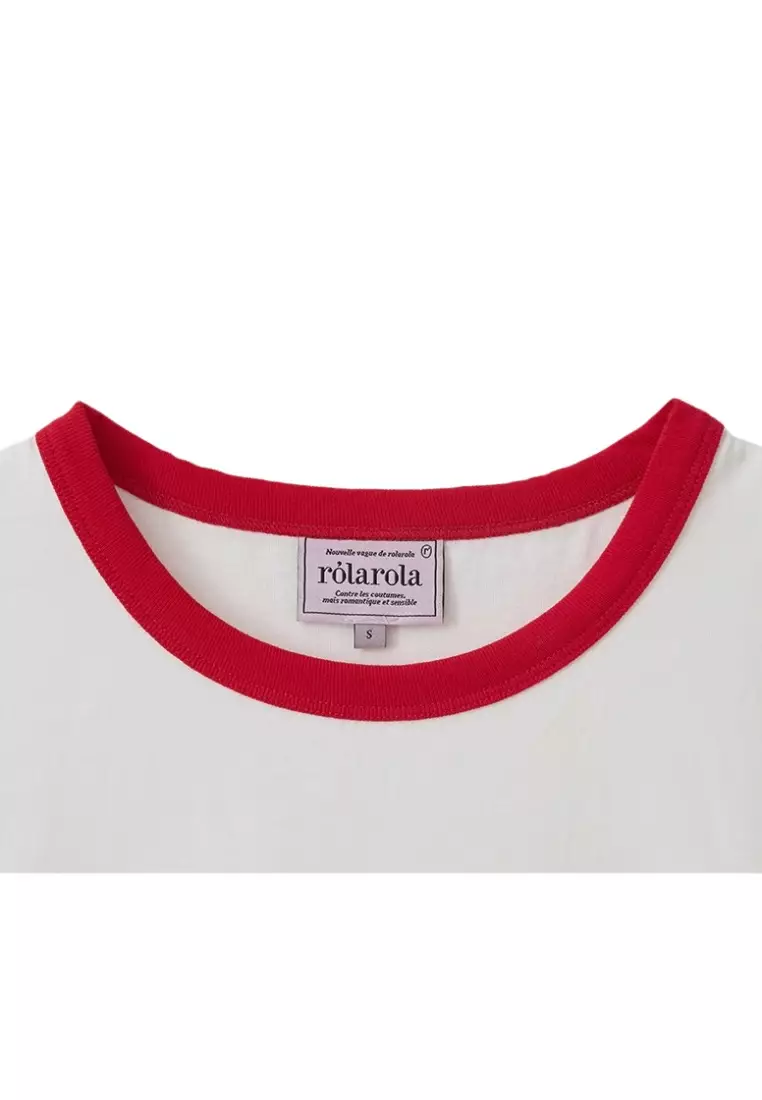 Maison De Rola Ringer T-Shirt White Red