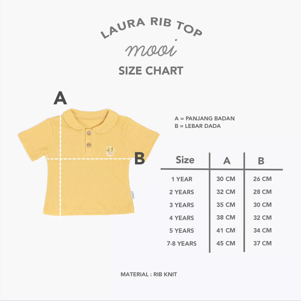 Mooi Atasan Anak Perempuan Laura Rib Top - Blue Rain