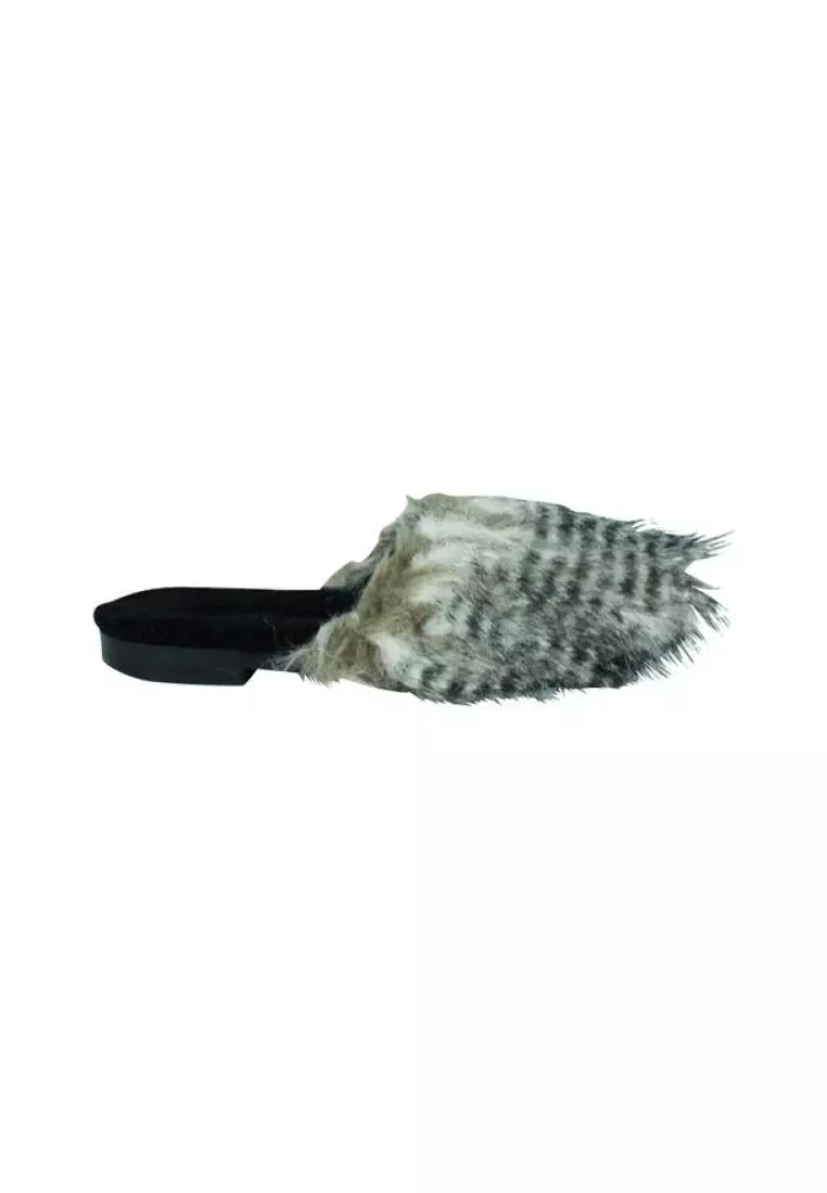 White fur mules on sale