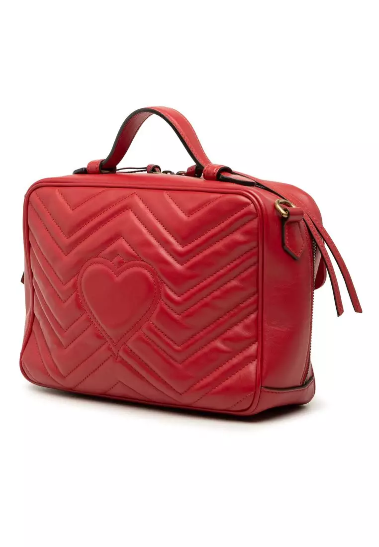 Pre-Loved Gucci Small Gg Marmont Matelasse Leather Top Handle Satchel