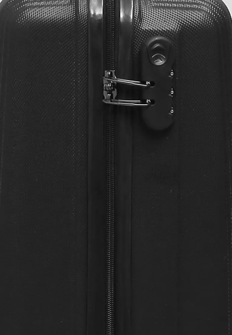 Caroline Koper Hardcase Unisex Size 18 Inch Tas Travel Large Compartment Material ABS+PVC Coated ORIGINAL - Black