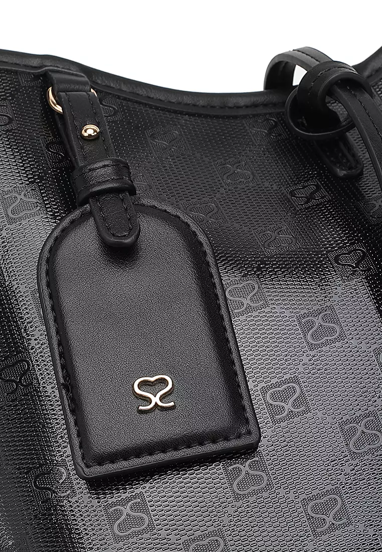 Women's Monogram Top Handle Bag / Sling Bag / Crossbody Bag (Tas Tangan / Tas Selempang) - Hitam